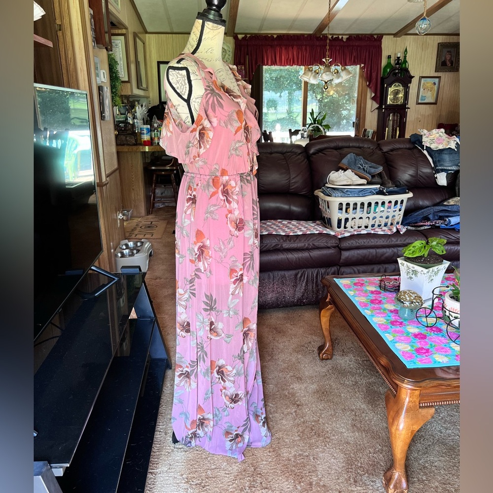 Woman’s beautiful Before You Collection long high low floral sheer long dress. - Picture 8 of 15